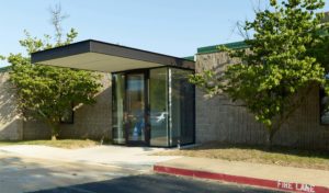 The Northwest Arkansas Free Health Center main entrance from the parking area