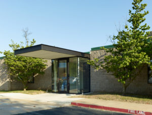 The Northwest Arkansas Free Health Center main entrance from the parking area