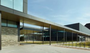 Fayetteville High School exterior walkways with students