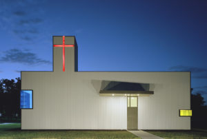 St. Nicholas Eastern Orthodox Church exterior at night