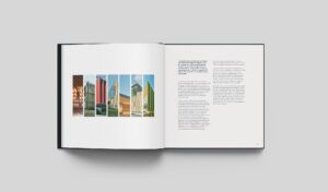 Radical Practice book interior spread of vertical architectural images and text
