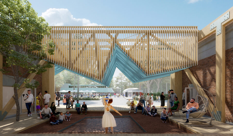 Courtyard view of US Pavilion at the Venice Biennale 2025.